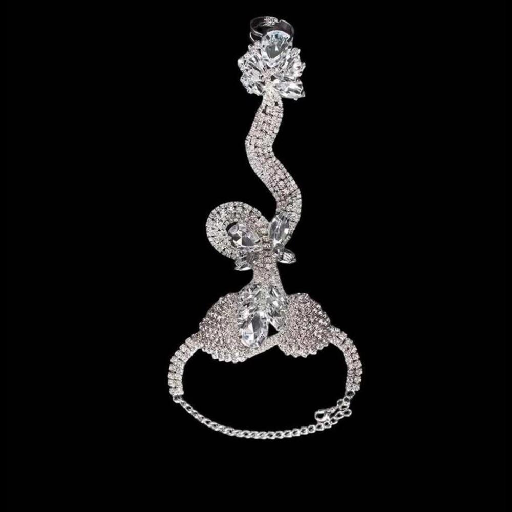 New Bling / Fashion Bracelet with Attached Adjustable Ring Combo